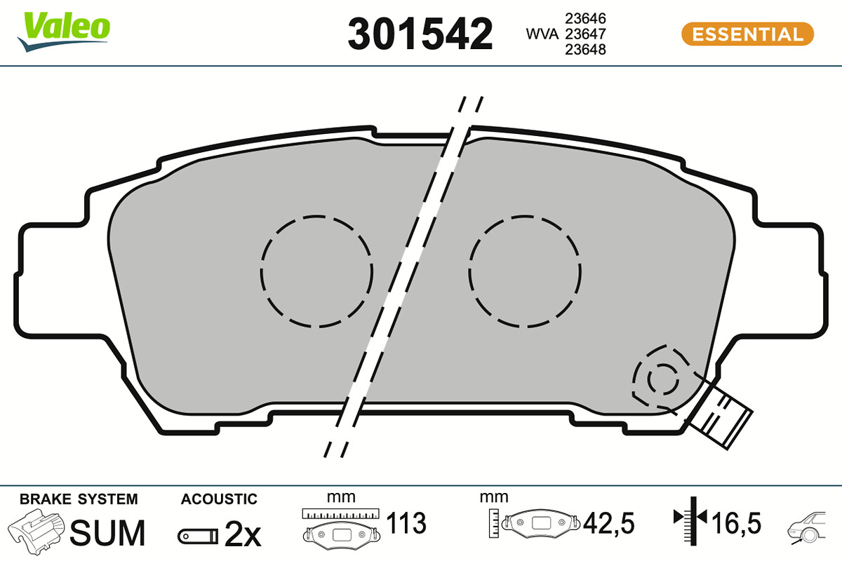 Jeu de 4 plaquettes de frein VALEO ref. 301542